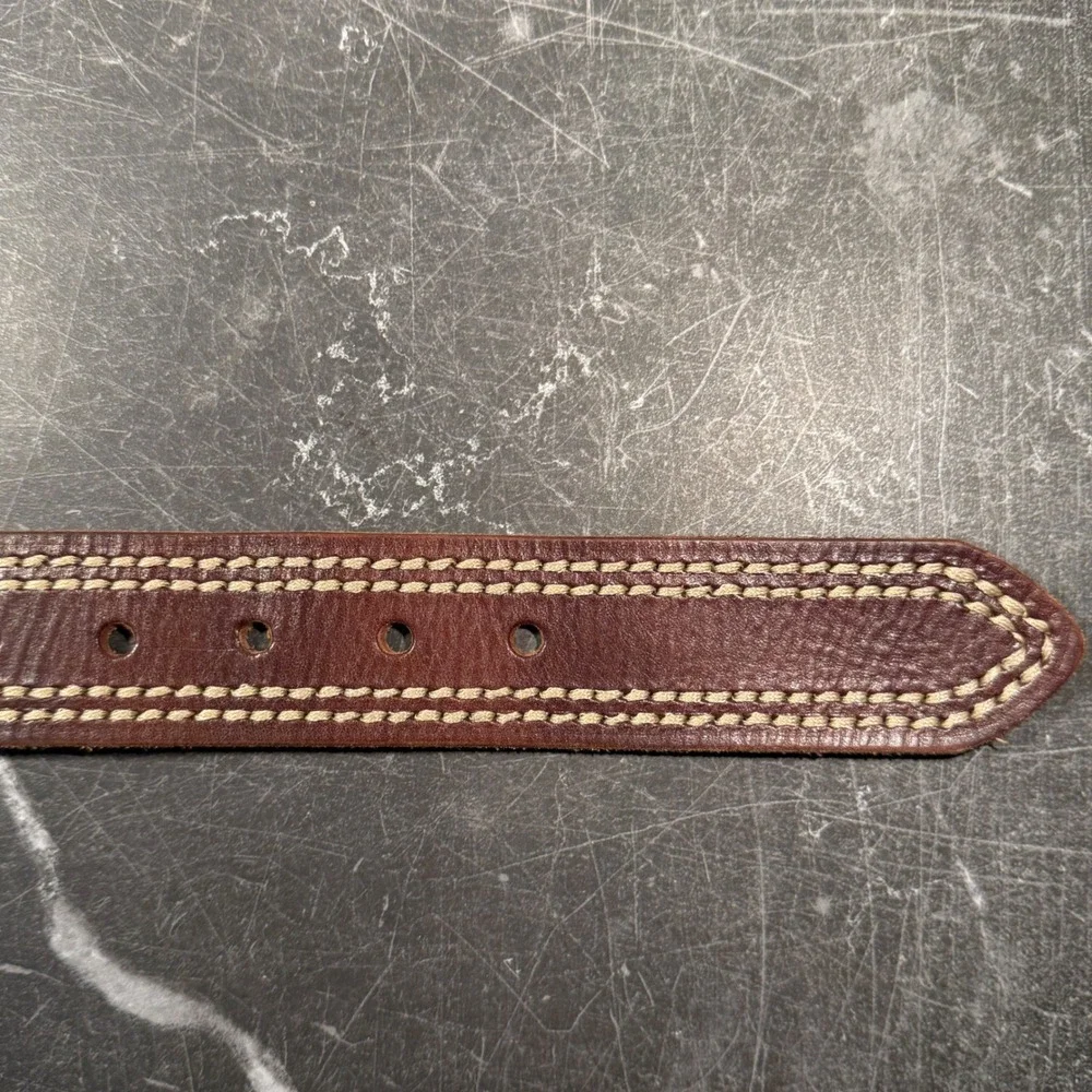 Mens‎ Toneka Leather Belt | Size 34 | Brown Triple Stitch Casual Workwear